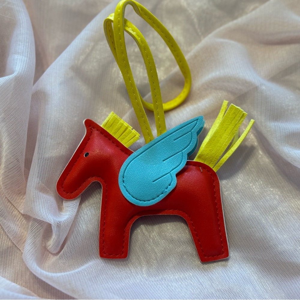Red Horse Bag Charm with Blue Wings